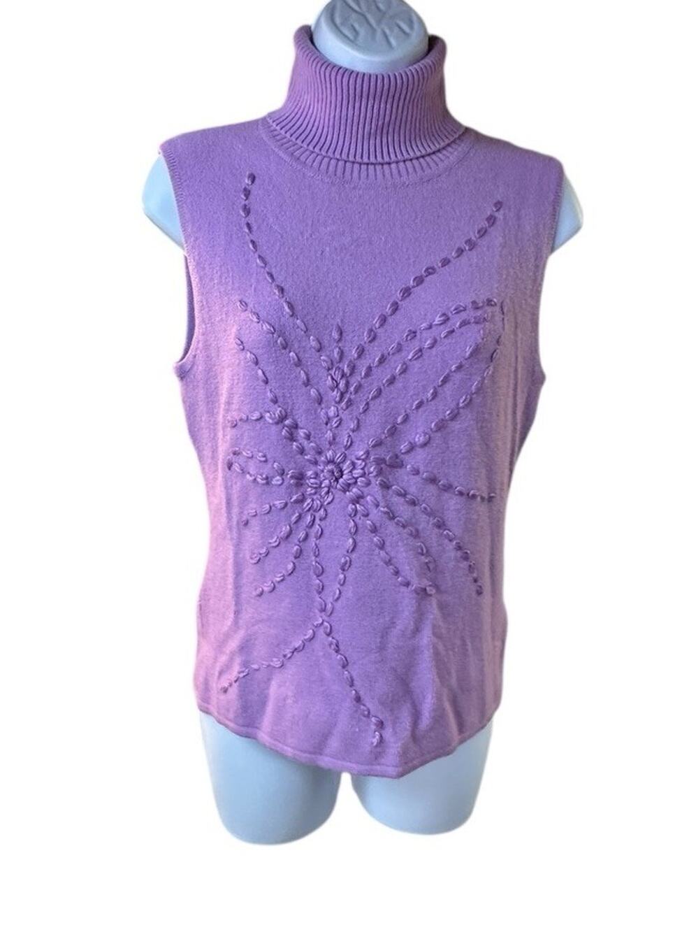 Georgiou Studio Purple Butterfly Sweater Vest Sleeveless Turtleneck Y2K Fairy L